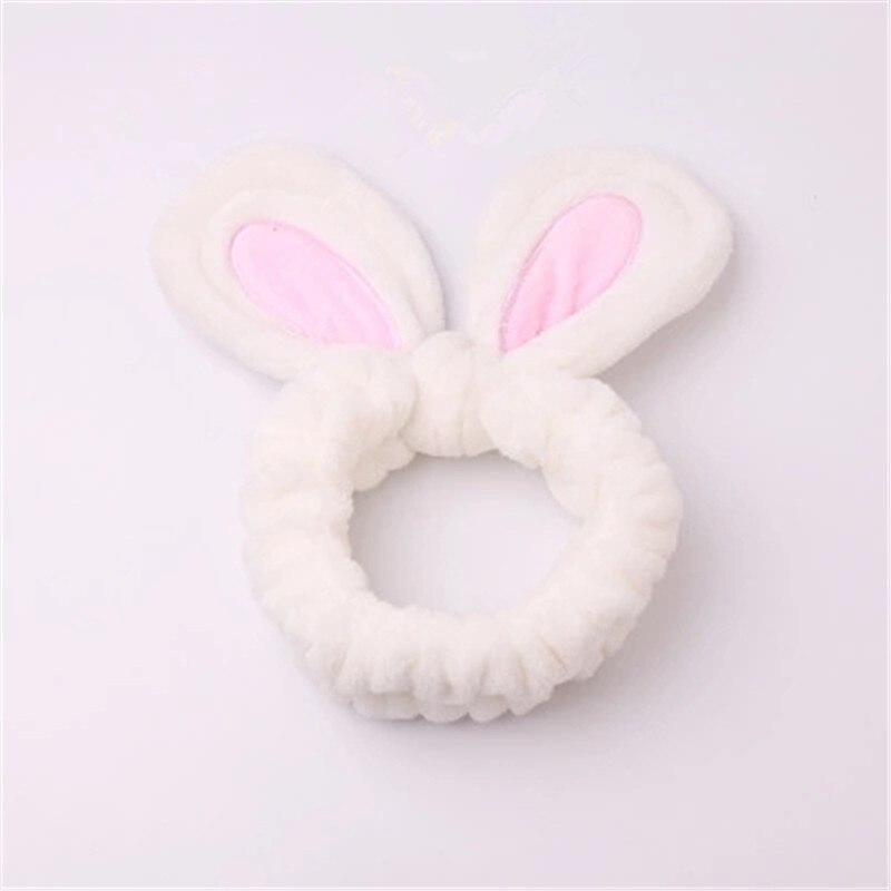 Cute Bunny Ear Trucco Fasce per il Lavaggio Viso Doccia Spa Maschera Morbida e Carino Orecchie di Coniglio Fasce Per Capelli per Le Donne E Le Ragazze: White