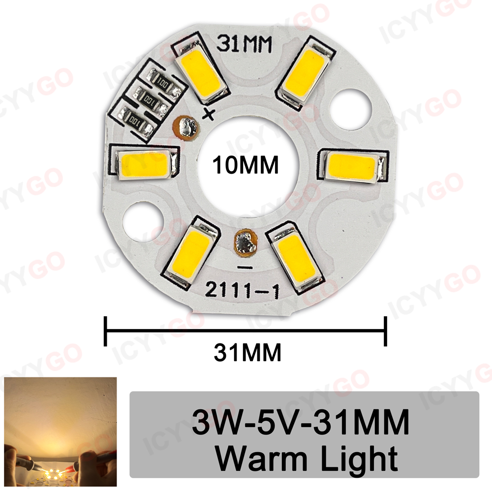 Baixa tensão redonda LED fonte de luz, DIY painel, branco quente, 4000K, 3W, 5V, vermelho, azul, verde, rosa, roxo, 31 milímetros: 3.0-3.4 v / Cinza escuro