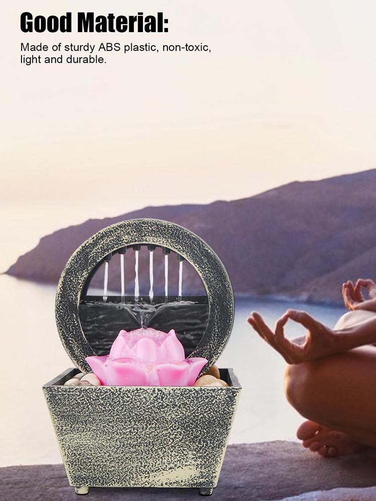 Desktop Fountain Water Flows Ornament With Led Light Decoration Ornaments Crafts Landscape Waterfall Scene Basin Home Decor