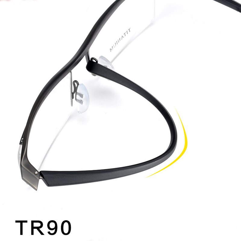 Browline – monture de lunettes en titane pour hommes, demi-monture, optique Cool, à la