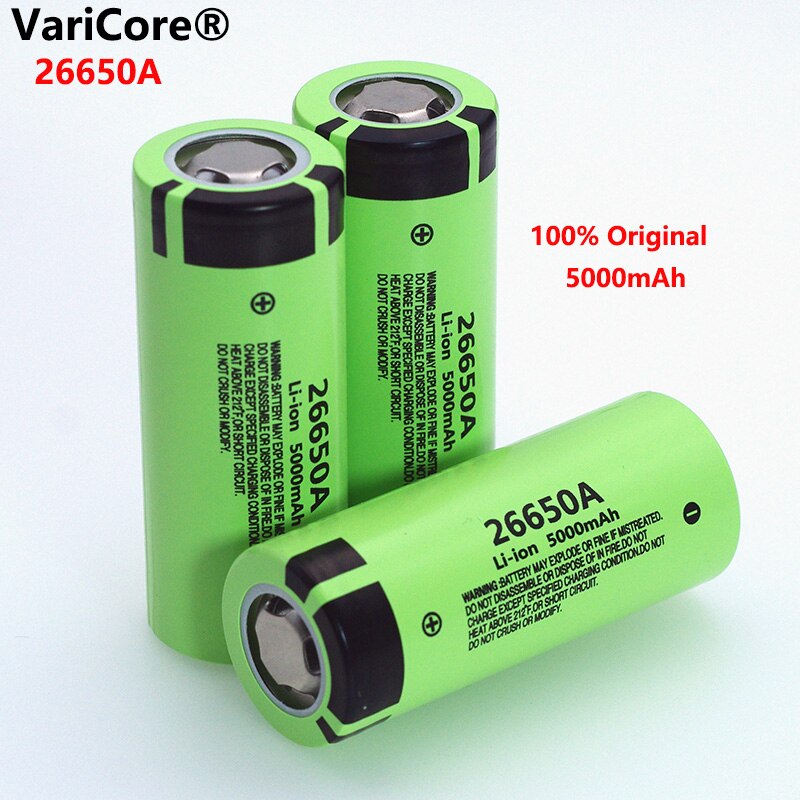 VariCore 26650A Ion Batterij 3.7 V 5000mA Oplaadbare batterijen Ontlader 20A Power batterij voor zaklamp E-tools batterij