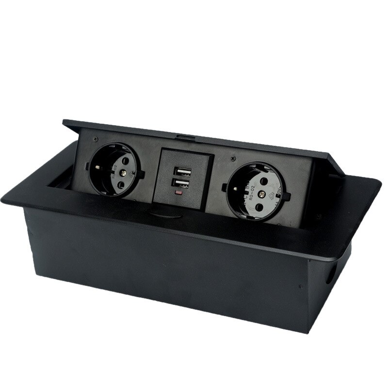 Pop Up Floor Socket 16A EU Standard Power Outlet Aluminium alloy socket Charging Port 5V 1A French socket computer USB socket: PS-0042