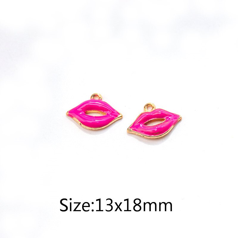 10pcs/lot Mouth Lips Charms Lipstick Floating Enamel Charms Alloy Lip pendant Fit Necklaces Bracelets DIY Jewelry Accessories: red