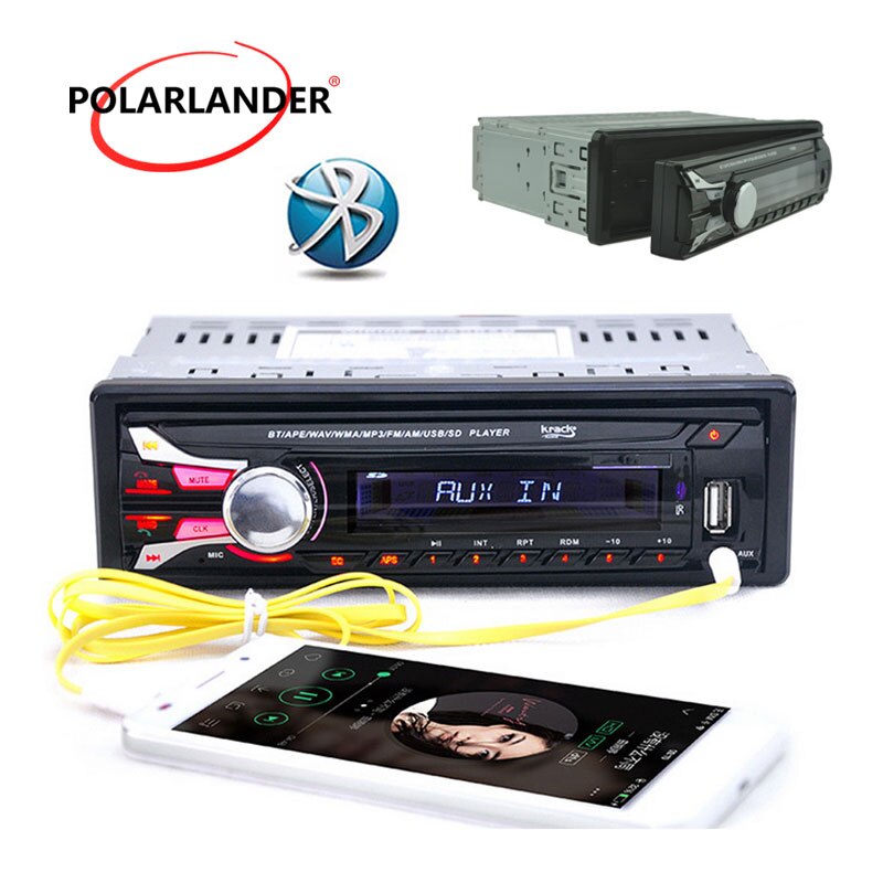 Autoradio autoradio Aparte voorpaneel Audio Stereo FM Aux Ingang bluetooth Ontvanger met SD USB MP3 radio cassette speler 1DIN