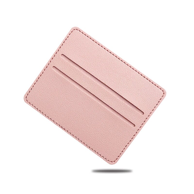 Ultradunne Pu Lederen Mini Portemonnee Slanke Bank Credit Kaarthouder Mannen Business Kleine Id Case Voor Vrouwen portemonnee 2 Slots Kaarthouder: Roze