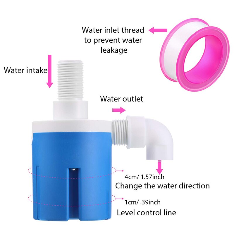 2 Pack 1/2 Inch Water Float Valve Inlet Float Valve, Water Level Adjustment Tank Float Valve