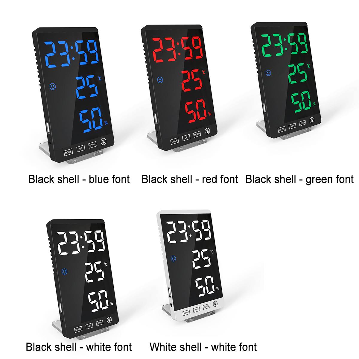 Large Touch LED Digital Alarm Clock With USB Charging Port Snooze Magnet Adsorption Mirror Alarm Clock 4 Brightness Adjustment