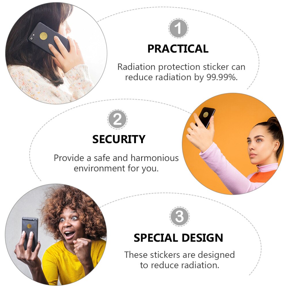 5 Pcs 1 Set EMF Protectors Phone Stickers 24K Gold Anti-radiation Blockers (Gold