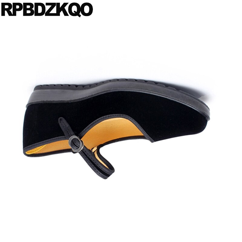 ladies women suede large size elderly chinese black spring autumn cheap shoes china flats 33 round toe walking