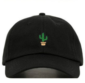 Cactus Borduurwerk Baseball Cap Mode Paar Hoed Zomer Ademend Sport Caps Outdoor Vader Hoeden: Black