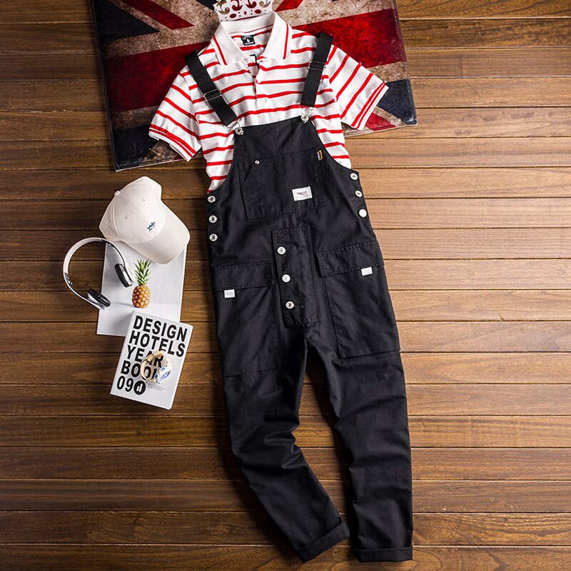 Europe, Japan and Korea street style jumpsuit men's casual retro overalls trend overalls