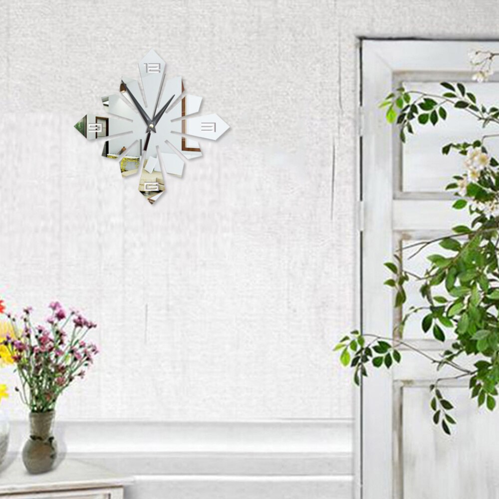 Wall Hanging Clock Modern Household Kitchen Room Decor Acrylic Arrow Mirror Hollow Decor Numeral Wall Clock without Battery