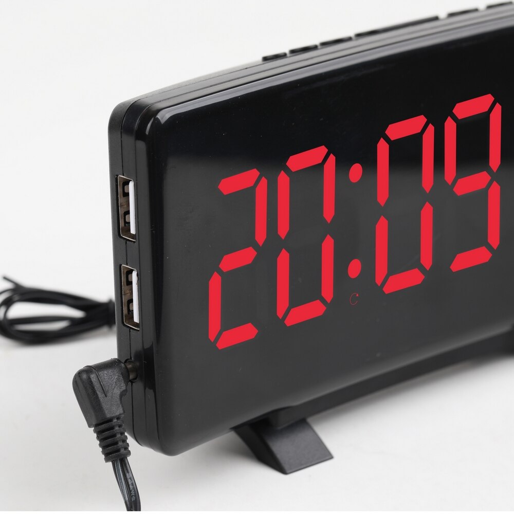 Projection LED Digital Alarm Clock Electronic Desktop FM Radio Clock Projector Alarms Time Snooze Wake UP For Bedroom Table