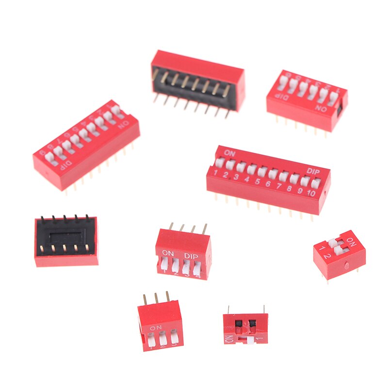 10pcs/lot Slide Type Switch Module 1 2 3 4 5 6 8 9 10 PIN 2.54mm Position Way Pitch Toggle Switch Red Snap Switch Dial Switch