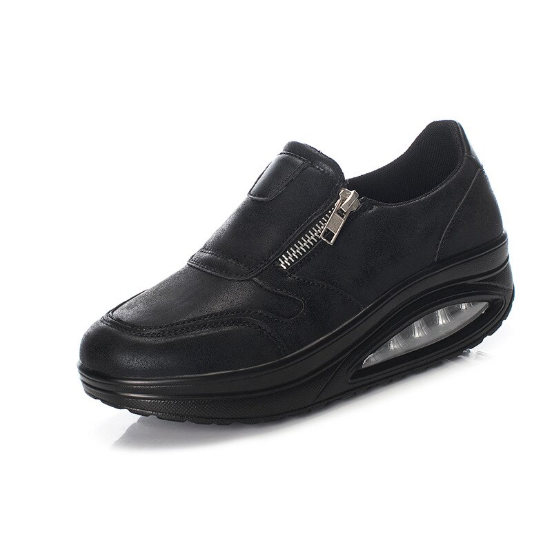 Baskets noires pour femmes, chaussures à bascule d'automne et d'hiver, chaussures de course à pied zq -82: Noir / 10