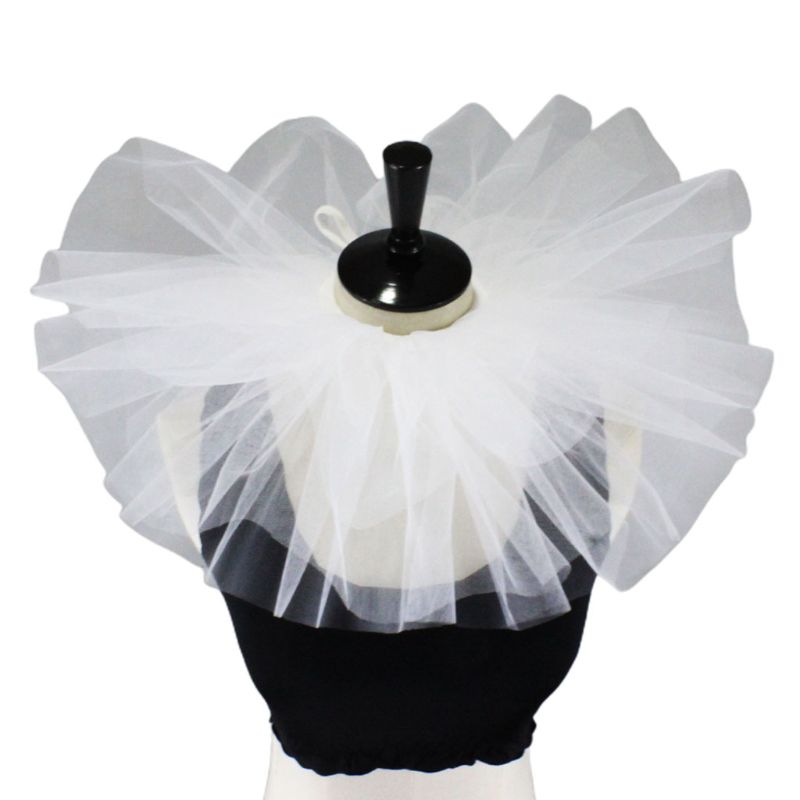 Women Vintage Mesh Neck Ruff Detachable Tulle Ruffle Collar Renaissance Victorian Halloween Cosplay Costume Accessories Clown: White