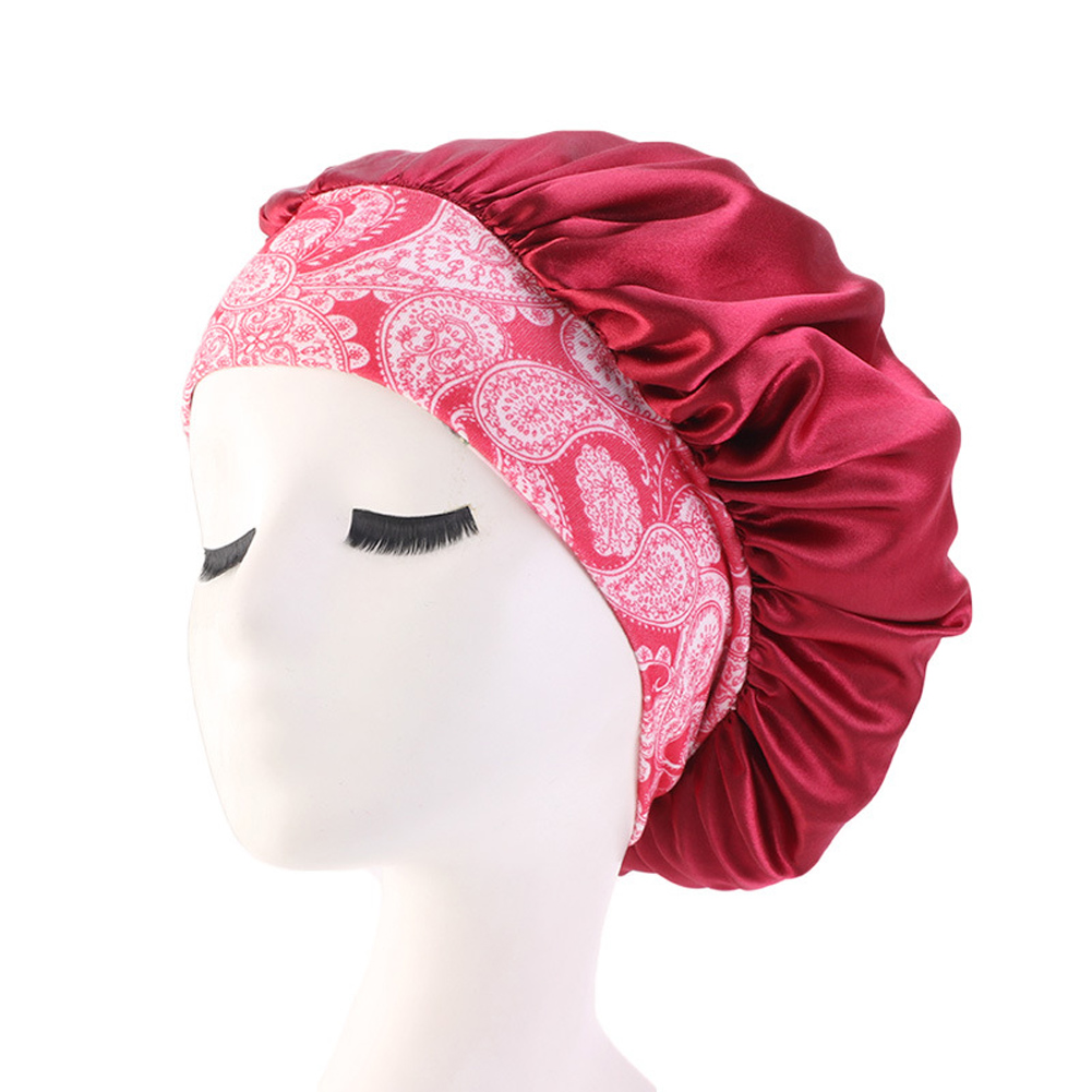 Kvinder satin tørklæde sovende motorhjelm hår wrap hat cap hovedbånd hovedbeklædning afslappet brusebad: Rød