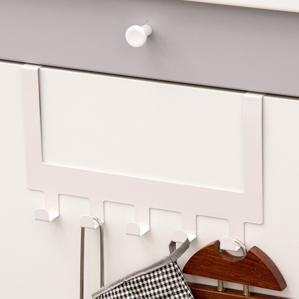 Keukenkastrek, deurhaak voor handdoekhouder, organizerkast, 5 haken, opberghanger voor diversen, houder voor stoffen tassen