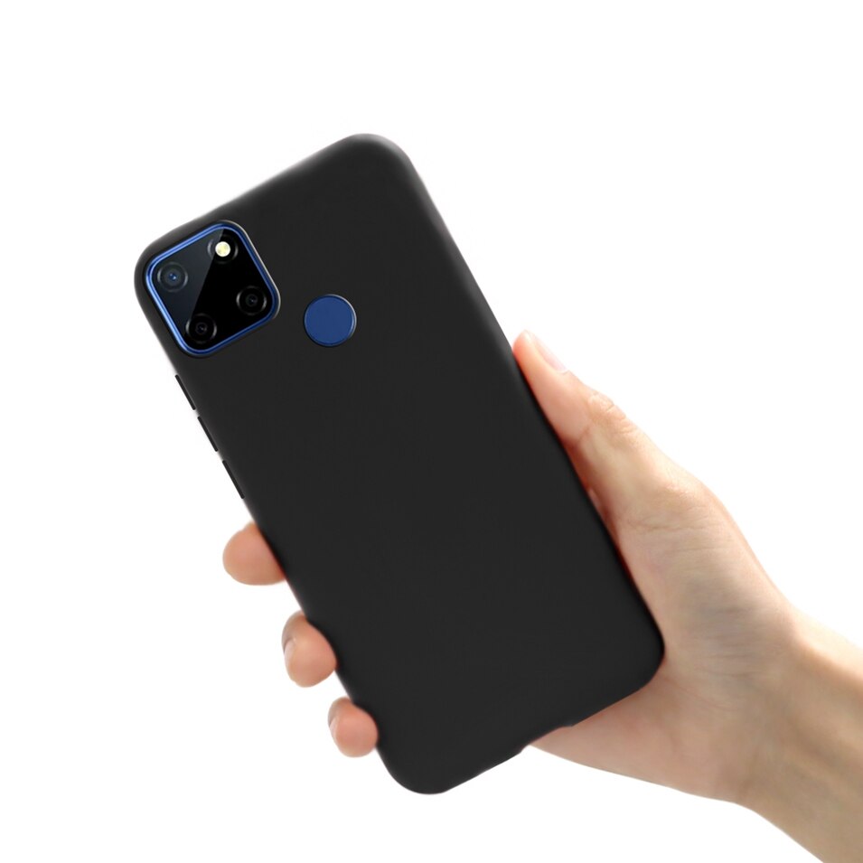 Liquid Silicone Case For Realme C12 C25 Narzo20 Narzo 30A Soft Phone Back Cover For Realme C12 C25 Coque Realme Narzo 20 30A: Realme C12 / Black