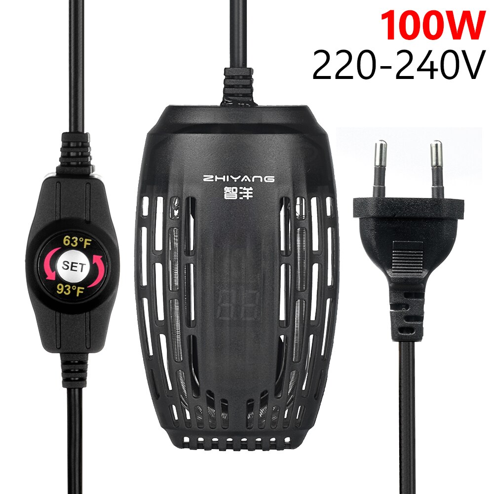 Temperature Control Heater Digital EU/US 100W Submersible Heating Aquarium Fish Tank Adjustable Rod With Auto Thermostat Water: EU