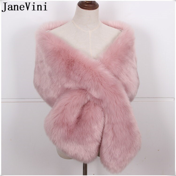 JaneVini Winter Braut Kap Hochzeit Mantel Faux Pelz Stola Weiß Rot Braut Capes Wraps Frauen Formale Kleid Schals Boleros Stolen