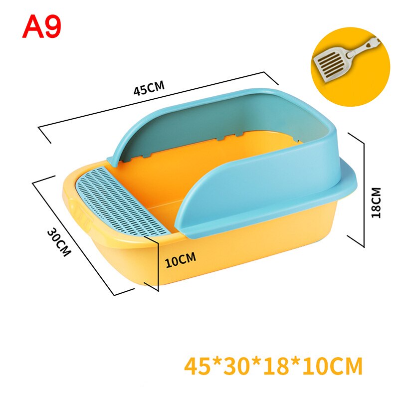 Cat Litter Box Heighten Semi-open Toilets For Pet Clean Sandbox With Free Shovel Cat Pet Supplies: A9