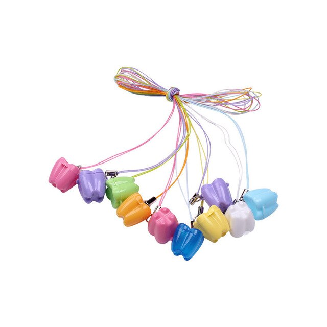 10Pcs Tooth Shape Kids Milk Teeth Storage Boxes Child Baby Deciduous Tooth Organizer Mini Plastic Container Small Box: Mix color