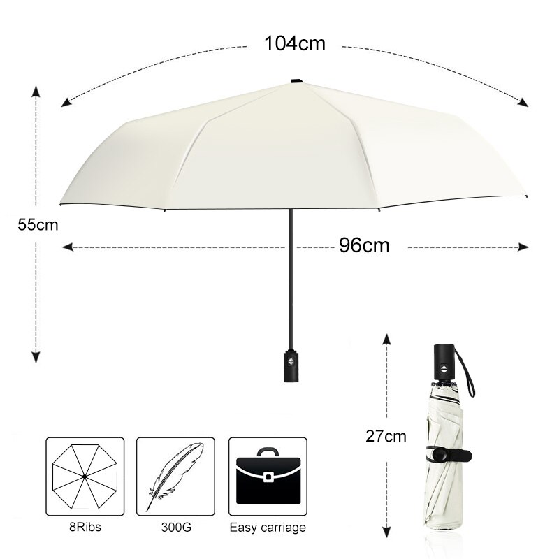 Sombrilla de 3 Paraguas plegable bonita y automática, sombrilla súper ligera, sombrilla pequeña, sombrilla de protección para la playa, Paraguas UV para la lluvia para mujeres