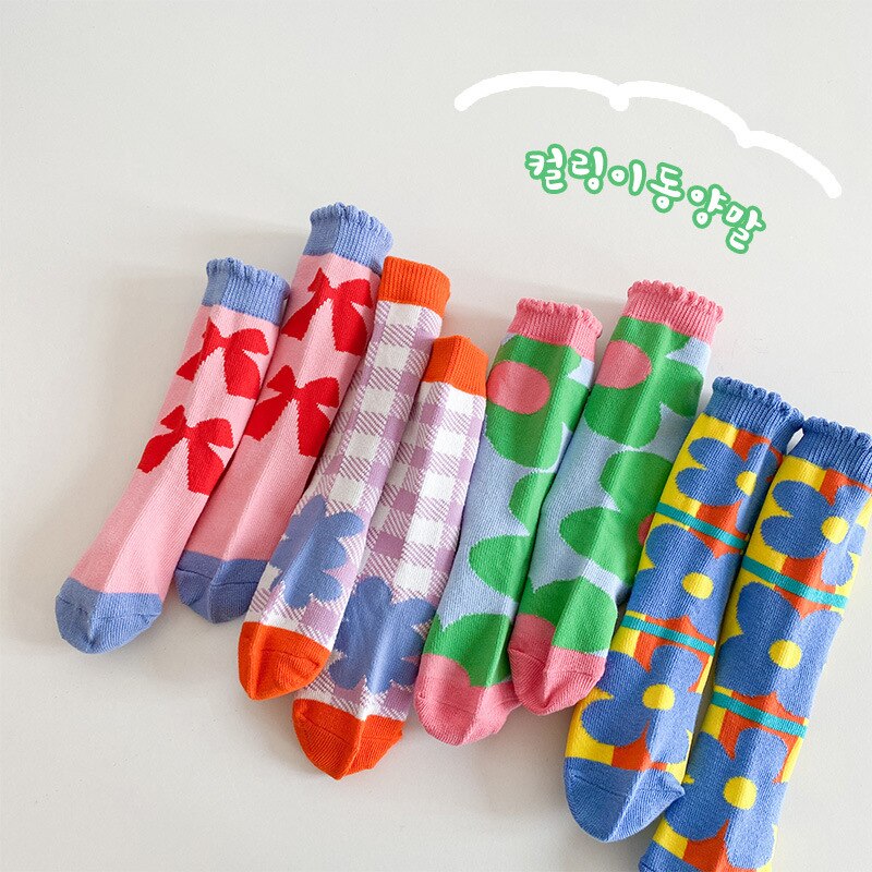 Summer Children's Socks Baby Korean Style Cartoon Flower Baby Socks Kids Girls Cotton Socks