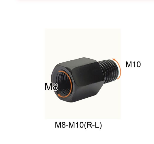 Motorcycle Scooter Black Mirror Adapter M10 M8 10MM 8MM Rearview Mirrors Adapters Right Left Hand Thread Conversion Bolt Screws: M8-M10(R-L)