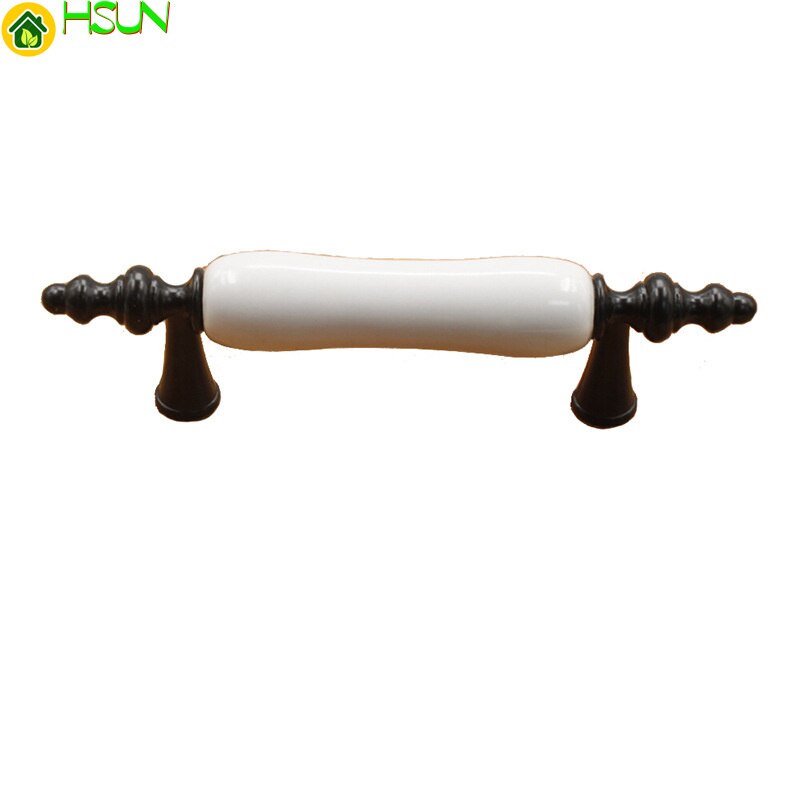 2 pcs Ceramic handle cupboard white drawer simple black and white European wardrobe single hole handle