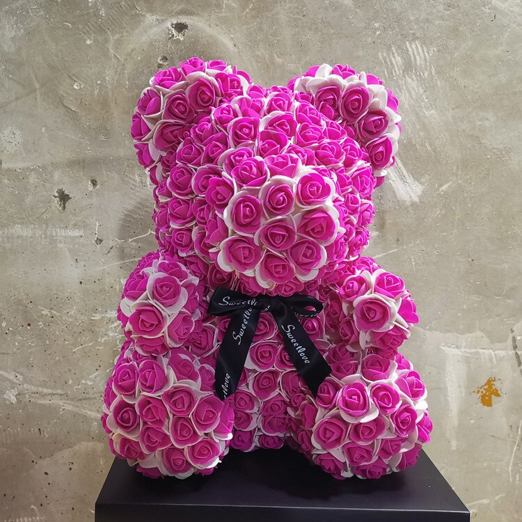 Hot 40 centimetri Artificiale della Rosa Cuore Teddy Bear Fatti A Mano Puzzel Orso di Rose Creatura Giocattoli Di Natale di Cerimonia Nuziale Delle Donne di San Valentino Regali: O