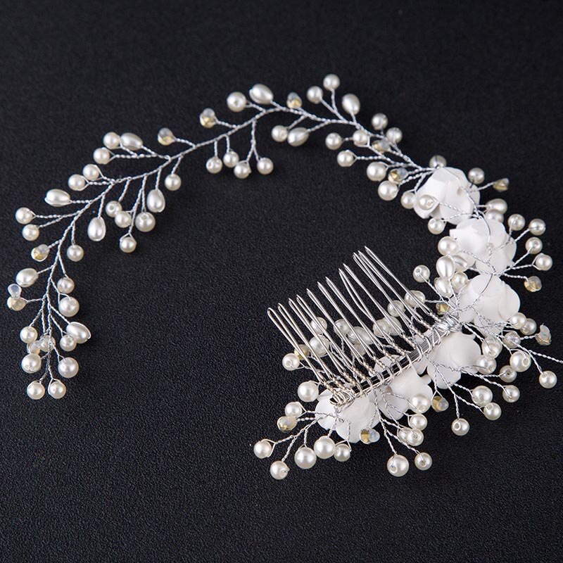 Da sposa Da Sposa Accessori Per Capelli Di Cristallo Fiori D'imitazione Della Perla Pettine Dei Capelli/Spille per le Donne Della Ragazza H9