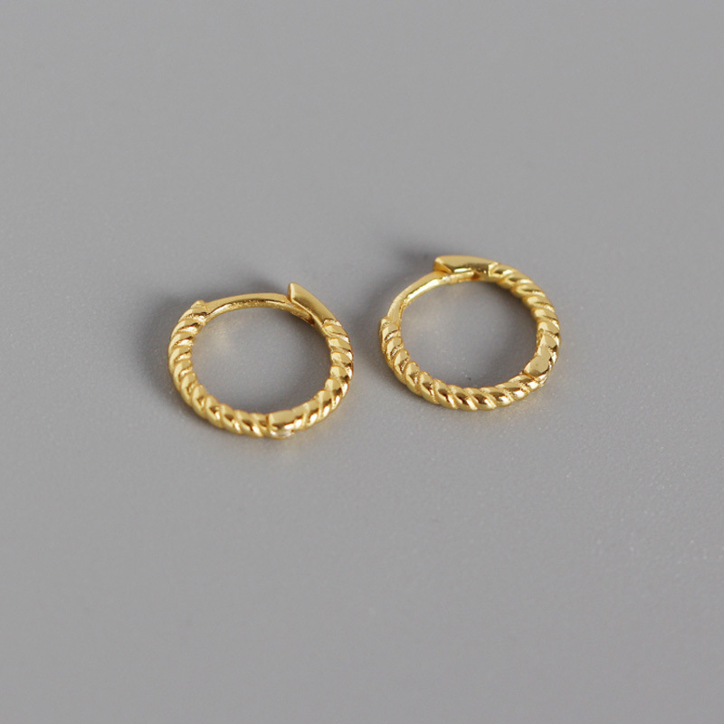 Dåse enkle små øreringe til kvinder twist cirkel øreringe guldfarve huggie øreringe 925 sterling sølv smykker  h40: Guld / 8mm