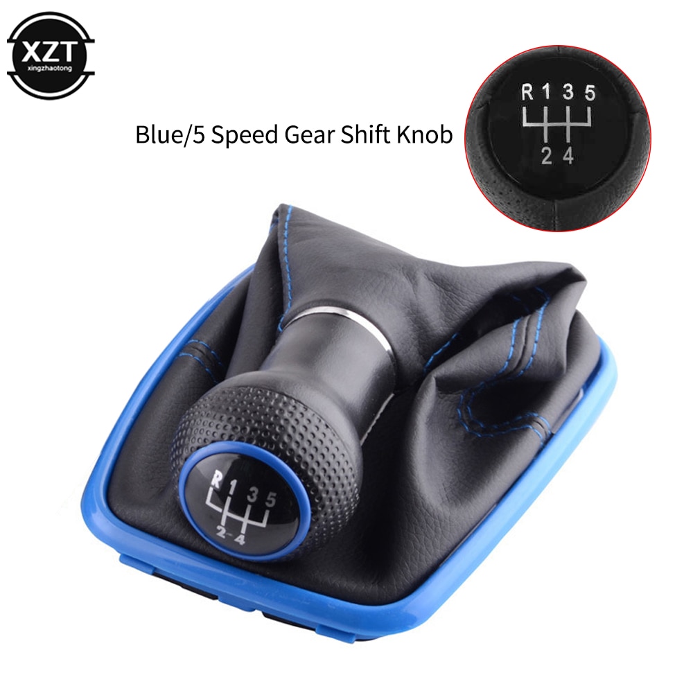 Gear Shift 5 Speed Knop Lever Shifter Gaitor Boot Pu Leer Voor Volkswagen Vw 2003 Golf 4 Iv MK4 Gti R32 Jetta: blue