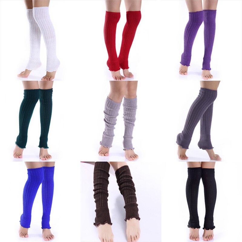 Jambières d'hiver longues pour femmes et filles, tricot, Leggings, bas, chaussettes