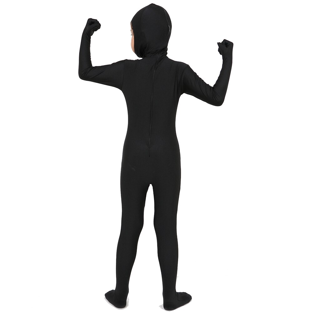 de ! Traje negro de LICRA Zentai de Color puro con cubierta de cara abierta para pie y mano
