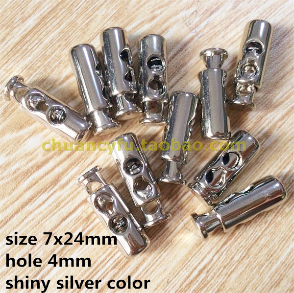 30 pcs/ lot cord lock shiny silver Toggle cordlock toggle clip spring stopper