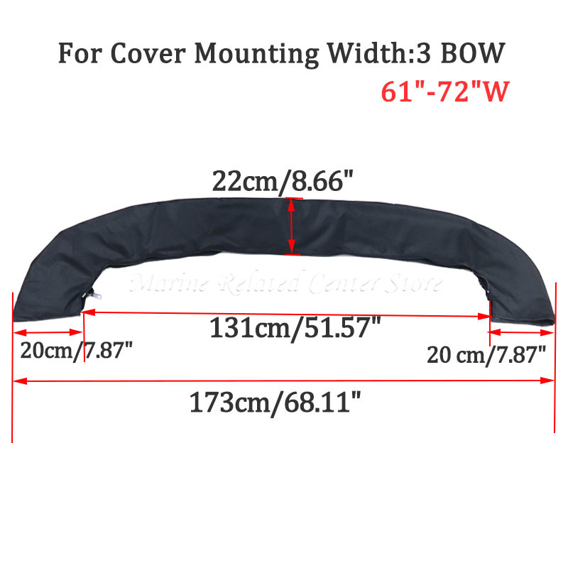 600D Bimini Top Boot Cover 3 Bow No Frame Waterproof Yacht Boat Cover with Zipper Anti UV Dustproof Cover Marine Accessories: WHITE
