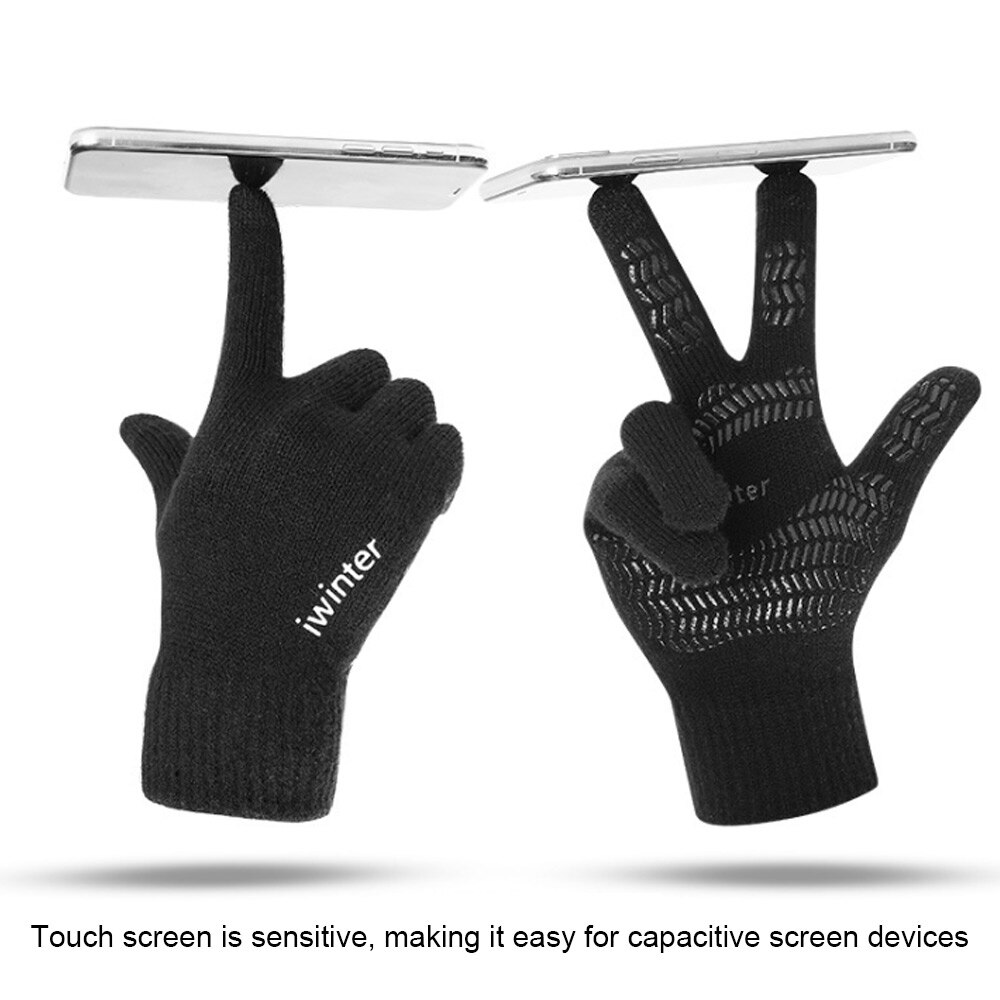 Touch Screen Gloves Sport Cycling Full Finger Mittens Thick Plush Autumn Winter Thick Warm Knitted Wool Mitts