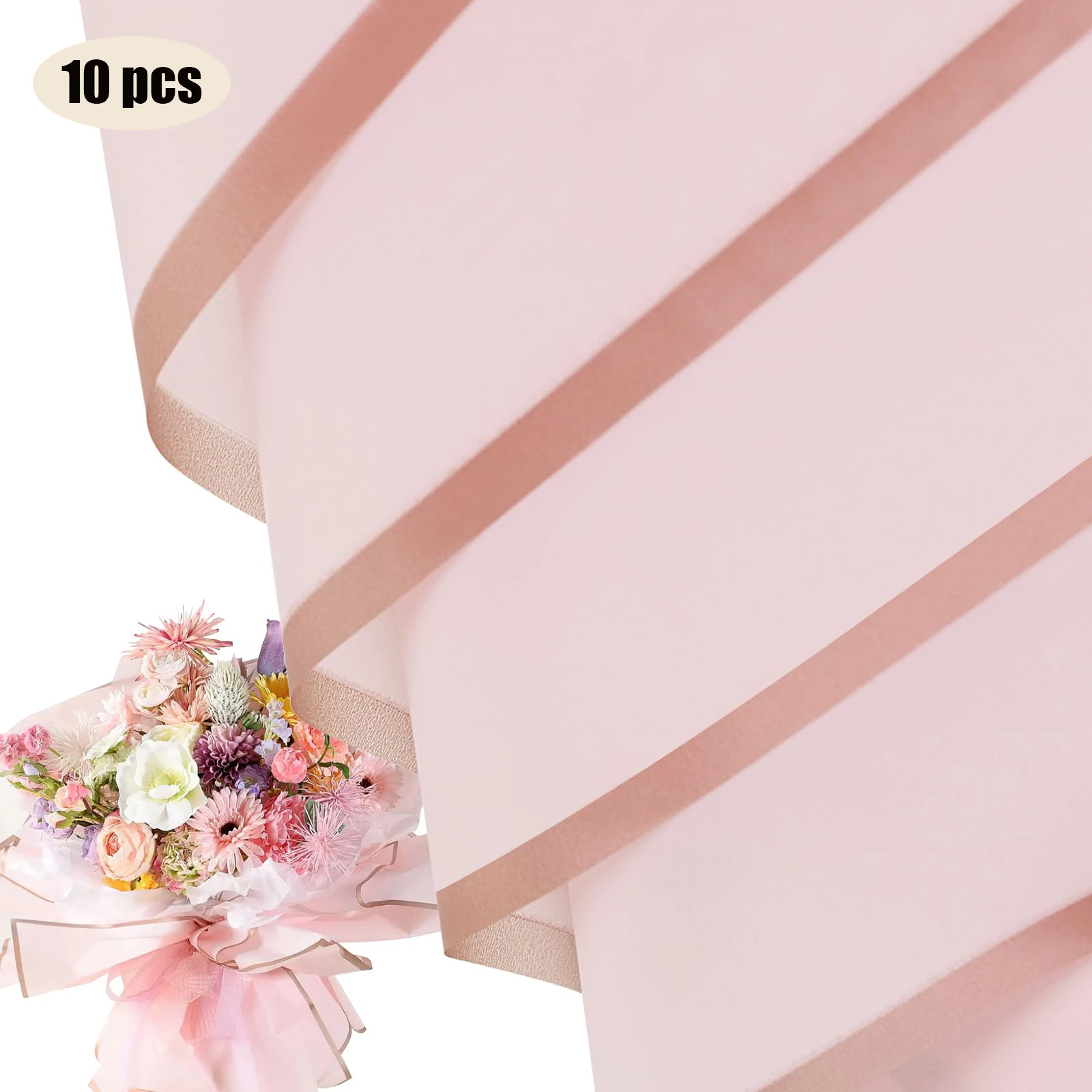 10 Sheets Flower Wrapping Paper with Golden Edges, Waterproof Bouquet Packaging - Ideal for DIY Weddings & Birthdays: Light Grey