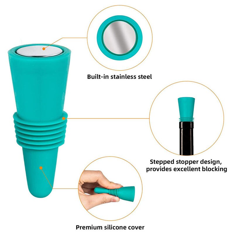 Kitchenware Silicone Wine Stopper Leak Proof Champagne Bottles Sealer Stopper Reusable Wine Bar Tools