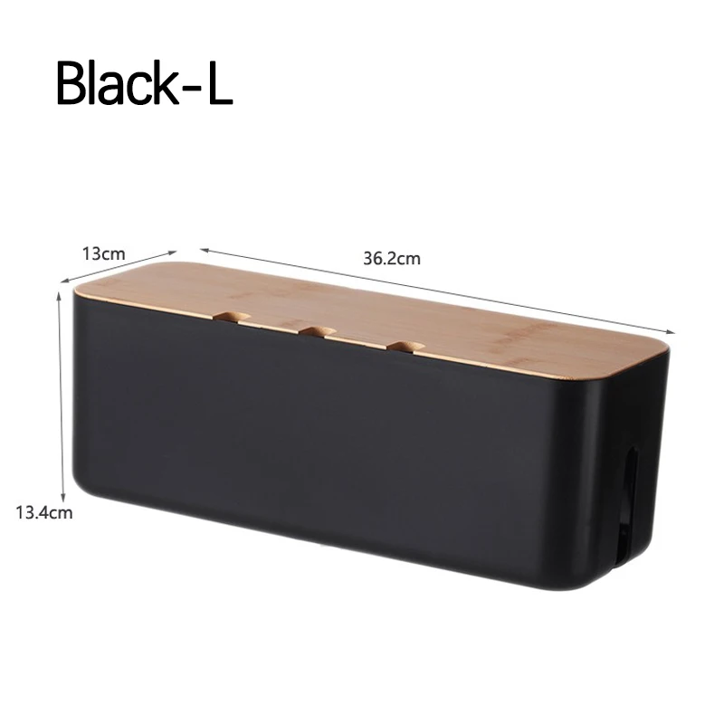 Caja de gestión de cables, cubierta de bambú, tablero de conexiones de cables, caja de almacenamiento, ocultar cables, reglas, escritorio, caja organizadora de cables para ordenador: Azul