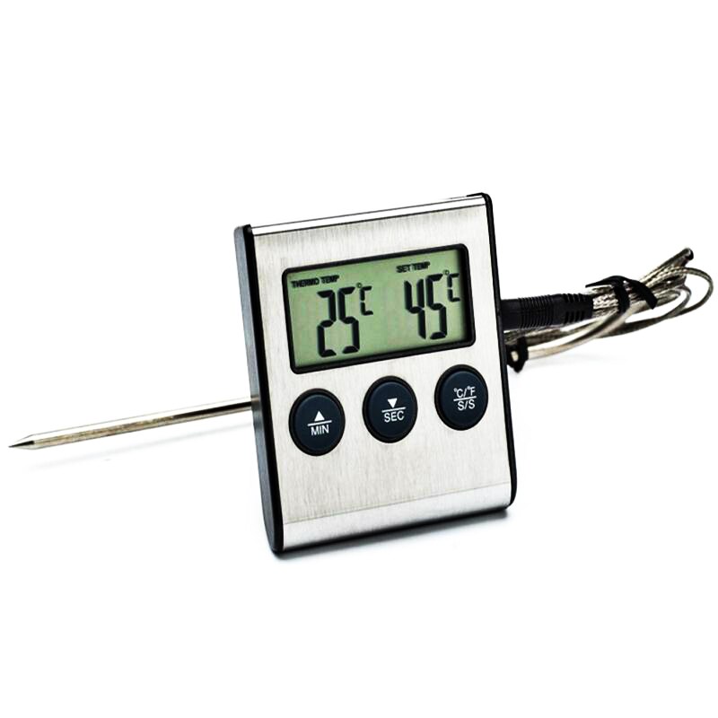 1pcs -50~300 degrees Celsius LCD Digital Probe Oven Thermometer Kitchen Timer Cooking BBQ Clock Alarm Sensor