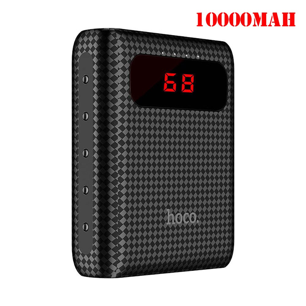 HOCO 20000 mah Dual USB Power Bank 18650 Draagbare Externe Batterij Universele Mobiele Telefoon Oplader PowerBank 10000 mah Voor Telefoons: 10000mAh Black