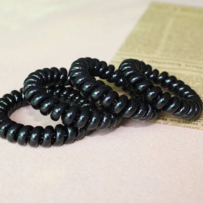 4 Stks/partij Vrouwen Dames Meisjes Haarbanden Zwarte Elastische Rubber Telefoondraad Stijl Haar Ties & Plastic Touw Haar accessoires
