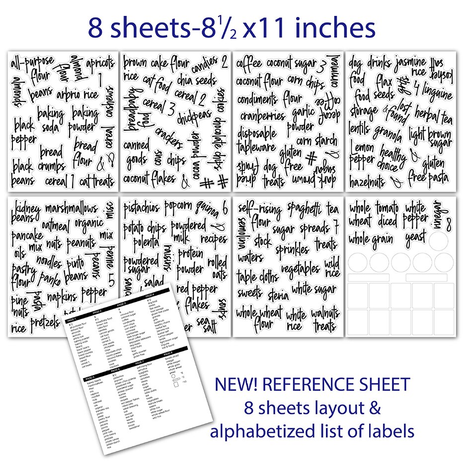 Printed Pantry Label Stickers 168pcs Clear Storage Containers Organizers Jars Labels Removable Waterproof Kitchen Organization