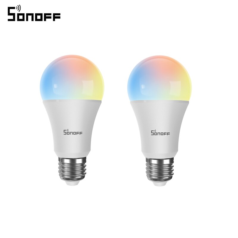1/2/3/4 pces sonoff wifi inteligente lâmpada led e27 regulável rgb lâmpada de luz 9w lâmpadas ewelink app kits de automação funciona com alexa google: 2pcs