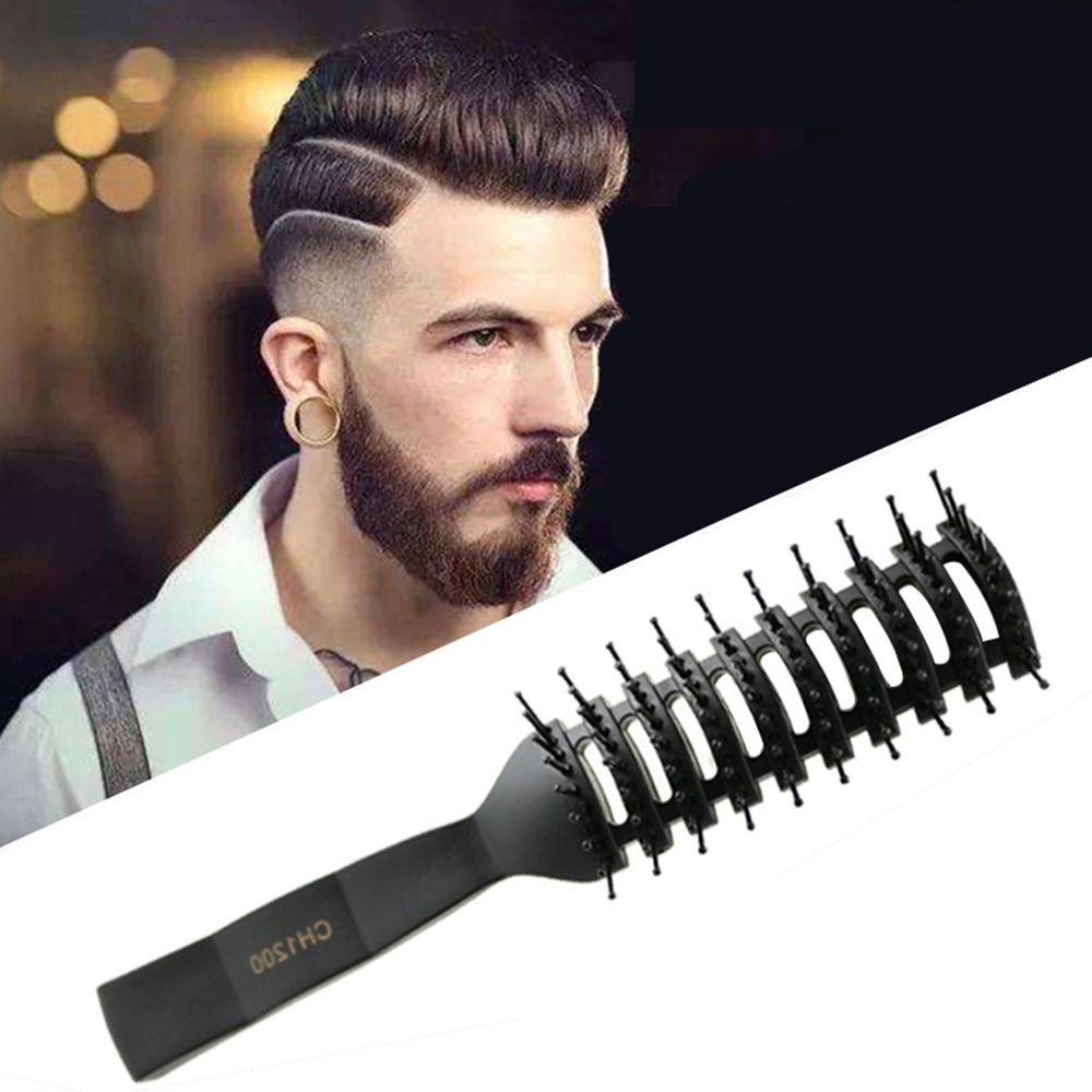 Peines profesionales para rizos de salón, cepillo para cabello de plástico negro PP, peine de masaje antiestático para hombres, herramienta de peinado, 1 ud.