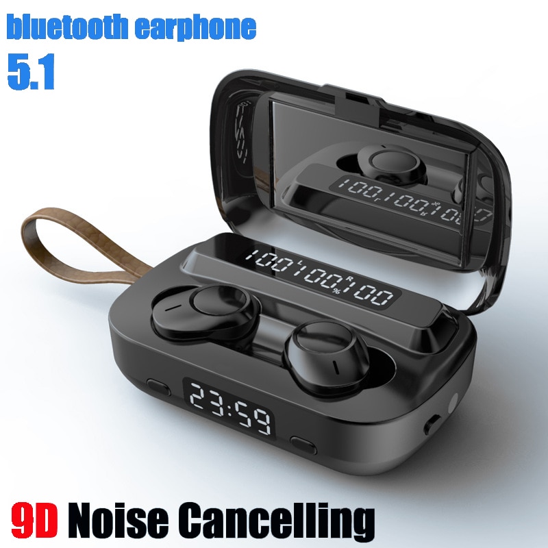 9D Noise Cancelling Bluetooth Oortelefoon Sport Waterdichte Draadloze Hoofdtelefoon Tws Bluetooth Headset Hd Call Bluetooth 5.1 Oordopjes